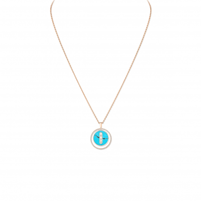 MESSIKA LUCKY MOVE TURQUOISE NECKLACE MEDIUM PINK GOLD DIAMOND NECKLACE 10836-PG